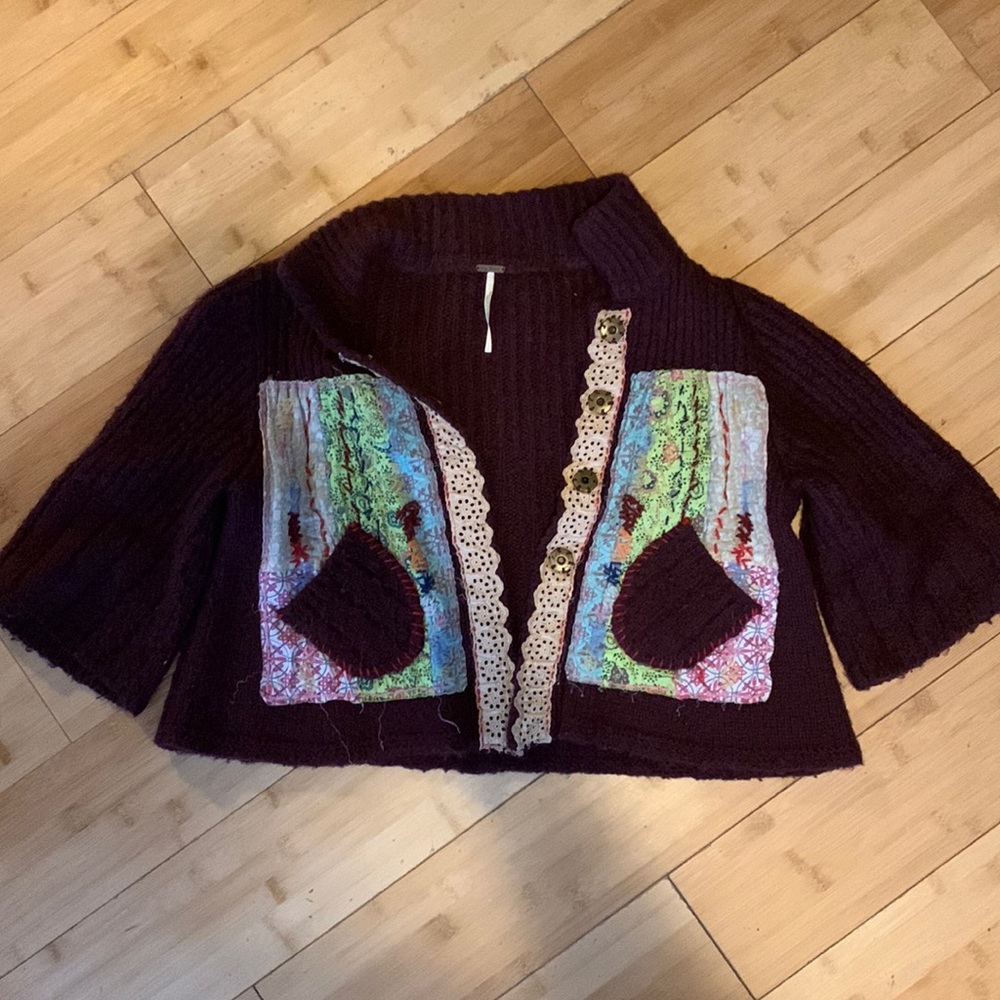 Free People cropped 3/4 sleeve cardigan